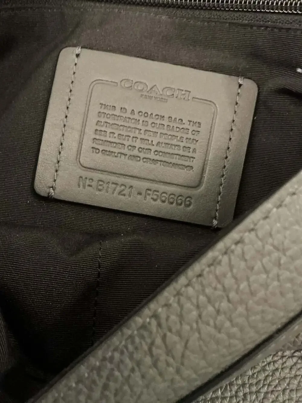 Coach Bond Small Messenger Bag in Pebble Leather with Blue and Black Stripe